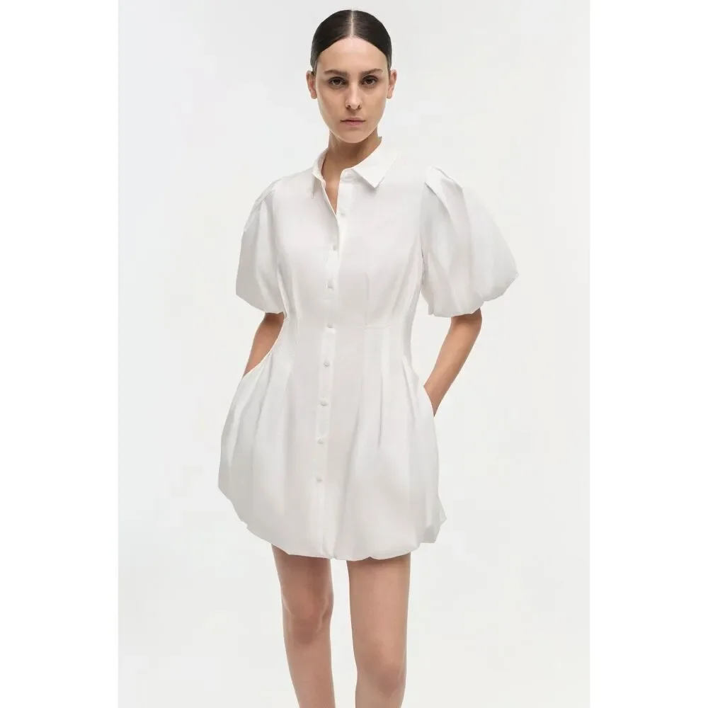 JONATHAN SIMKHAI Womens Signature Cleo Puff Sleeve Mini Dress White Size 6 - Picture 4 of 11